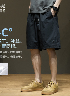 2026夏季新款速干冰丝短裤男士宽松大码胖子运动五分裤子沙滩裤男
