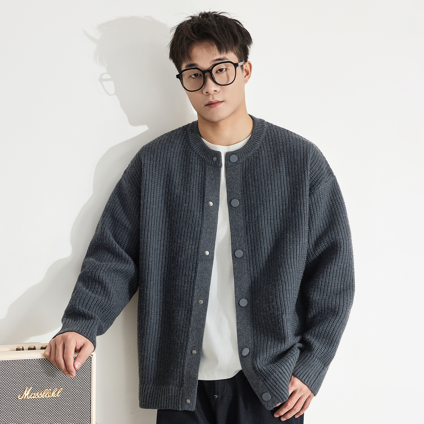 冬季重磅厚实开衫毛衣男针织衫