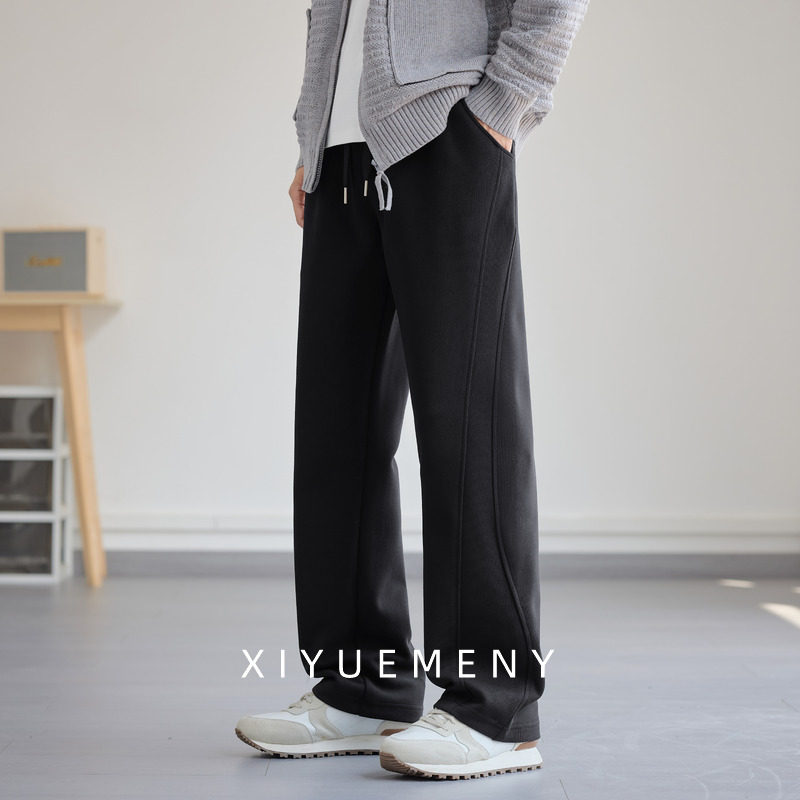 宽松直筒卫裤男士加绒休闲裤2026春秋季新款大码保暖简约百搭裤子