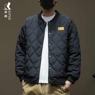 空气棉轻薄棉衣男2025秋冬宽松加肥加大码 春秋棉服胖子棒球外套潮