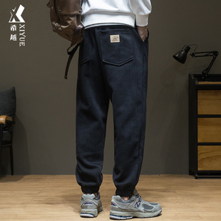男秋季 胖子宽松加绒长裤 特大码 休闲裤 子潮流 男士 春秋加大运动卫裤