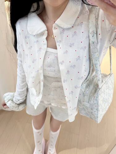 TWOI Design Lab小福马碎花娃娃领开衫长袖ins潮