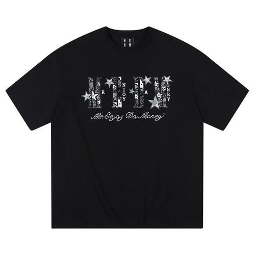 MEDM25SS星星迸发蕾丝贴布短袖男士美式嘻哈夏季T恤女休闲情侣tee