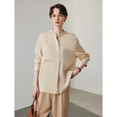 真丝衬衫 354 通勤桑蚕丝上衣ML 女宽松阔版 纯色长袖