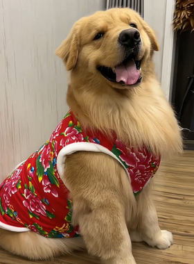 大型犬衣服冬季保暖加厚防掉毛红色宠物大狗棉衣阿拉斯加萨摩耶