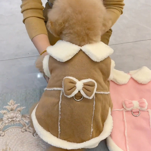 宠物小型犬约克夏贵宾雪纳瑞博美泰迪狗狗冬天衣服麓皮保暖棉服
