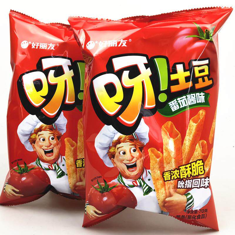 *好丽友番茄酱味呀土豆薯条70g*10包办公零食休闲食品小吃整箱
