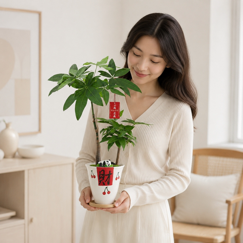 原生发财树客厅室内大盆栽乔迁绿植物招财玄关真树盆景旺宅风水树