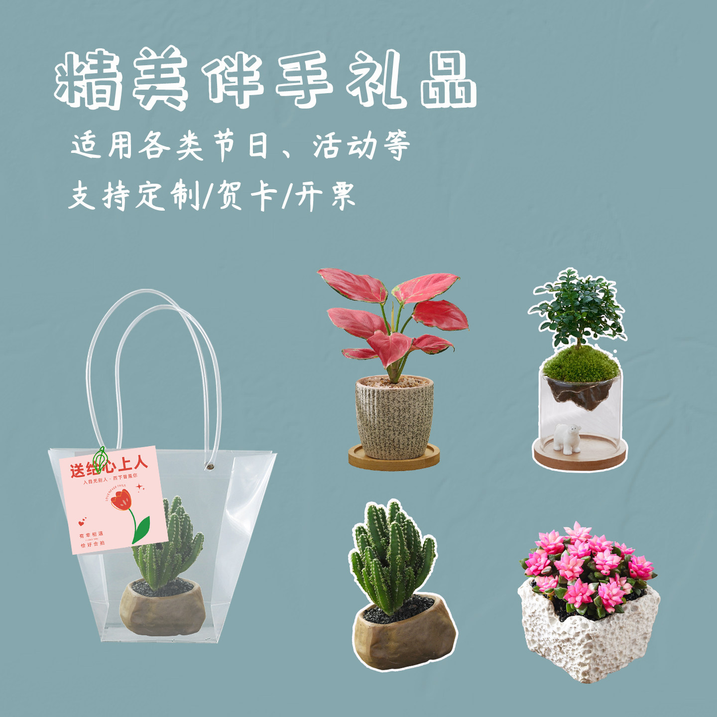 绿植礼品袋情人节贺卡活动定制图片