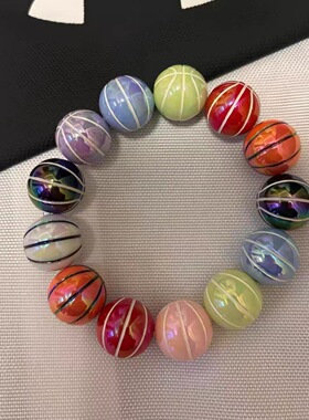 【新款】篮球手绳弹力个性篮球通孔串珠diy手工材料包汽车钥匙扣