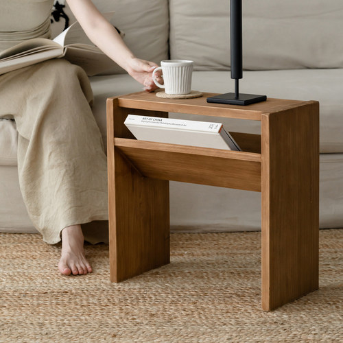 实木原木风简约客厅沙发边几