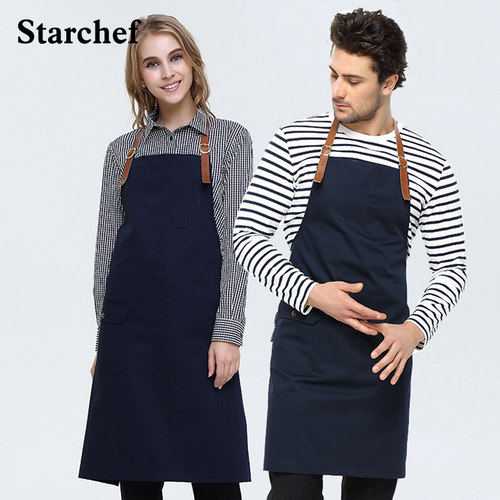 餐厅男女咖啡师LOGO定制皮件围裙