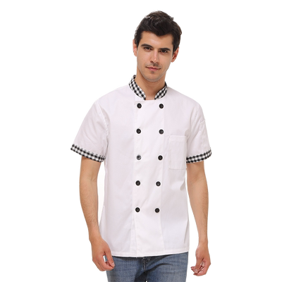 夏季透气双排扣食堂餐厅厨师服