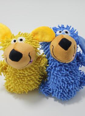 拖把绒呆萌狗狗啃咬发声抛投掷磨牙玩具大小型犬训练互动毛绒玩具