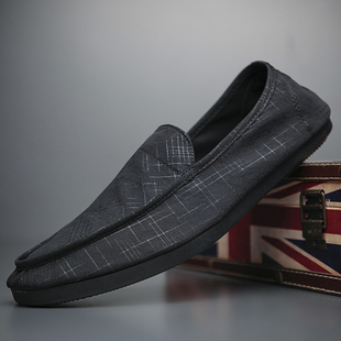 宝达2026新款男鞋春季透气一脚蹬帆布鞋男士休闲潮鞋软底懒人板鞋