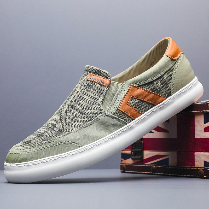 一脚蹬帆布鞋韩版男士休闲网面鞋