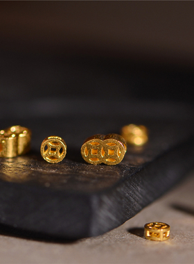 足金古法錾刻古法黄金镂空古钱币