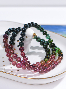天然无优化碧玺圆珠手串糖果色