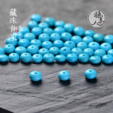 DIY аксессуары 藏珠饰家 天然睡美人绿松石隔片鼓珠算盘珠高瓷 原矿无优化