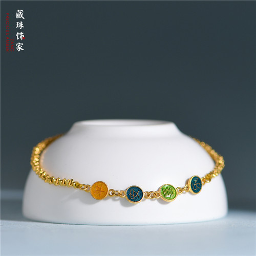 手工錾刻古法烧蓝珐琅彩平安喜乐