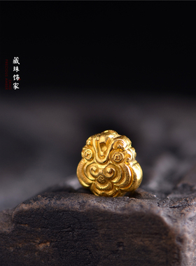 足金手工錾刻足金如意祥云背云