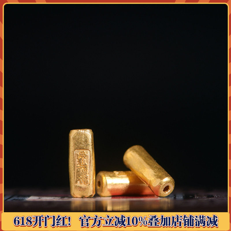 手工錾刻古法黄金山鬼花隔珠