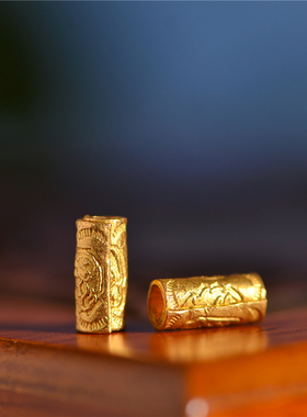 足金錾刻古法黄金雕花桶珠隔珠