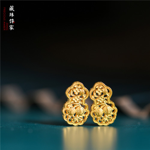 足金手工錾刻古法黄金一团和气