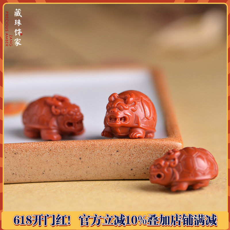 藏珠饰家 天然南红玛瑙仿古龙龟 纯色瓦西料无裂精品苏工精雕4