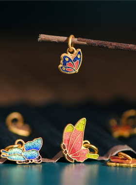 手工錾刻珐琅烧蓝彩蝶古法黄金