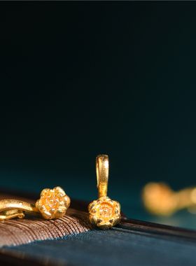 手工錾刻古法黄金玫瑰花扣头