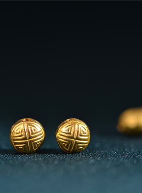 足金錾刻古法黄金圆形小隔珠