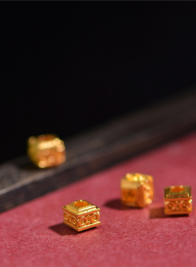 足金錾刻黄金隔片隔珠