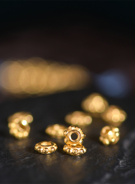 手工錾刻古法黄金蜻蜓眼小隔珠