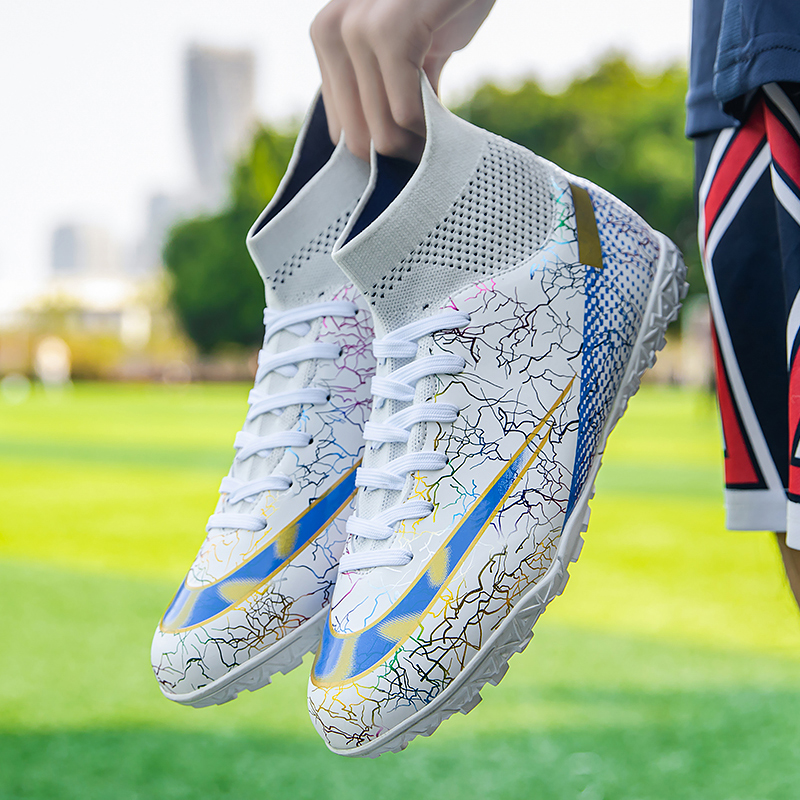 中高帮足球鞋男碎钉白色长钉黑色AG青少年女人造草地短钉户外大码