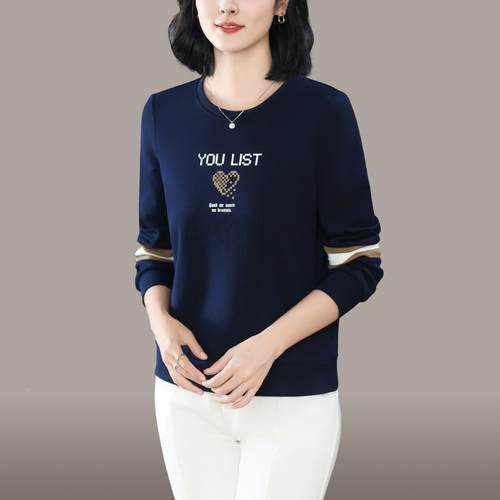 圆动领松卫衣女士春秋减款ZXT新款宽洋气龄外套小个子套头运上衣