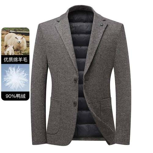 闲西服加男厚外套秋冬可卸羽绒内单66.606西西装胆男休士上衣