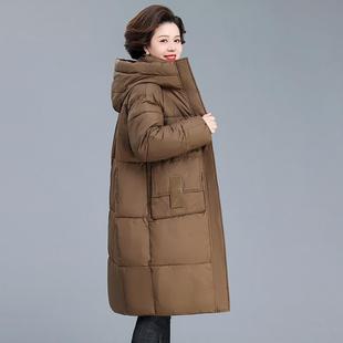 年轻27 862妈宽妈冬装 大口袋松棉服外套洋气膝中老中年秋冬女长款