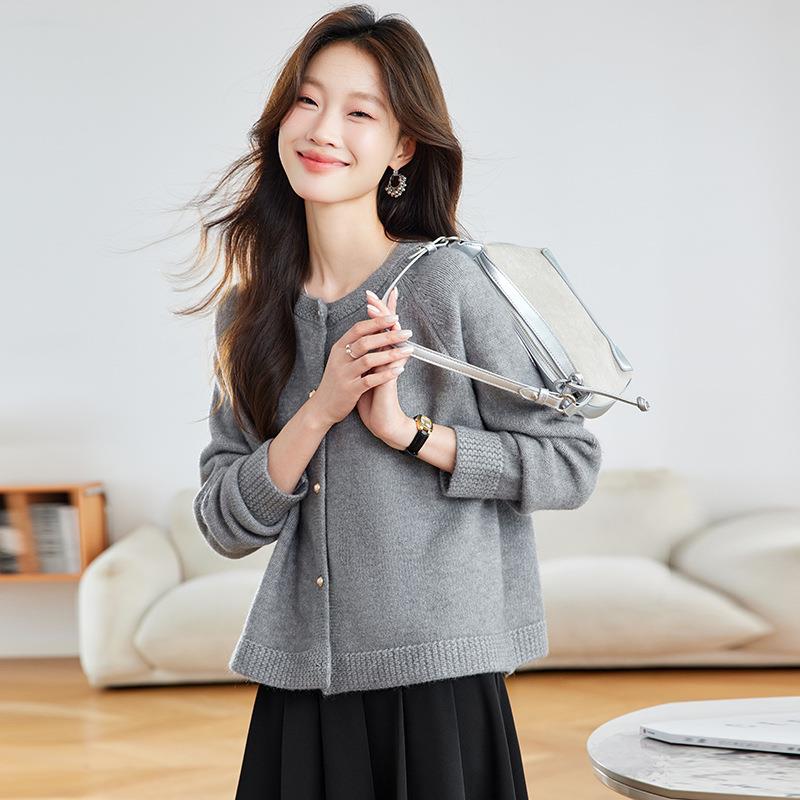 2SH20202-025风新款针打底开衫插肩2袖宽松休闲纯色百搭小香外套