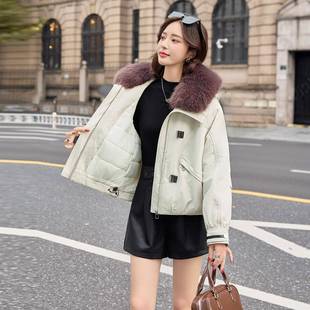 1简约棉袄棉W衣 棉服外套女设厚计感加WW2558 205年冬季 大毛领时尚