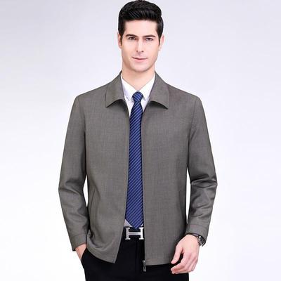 春秋新尚款中年男士外套翻领羊毛夹克时休克爸闲爸装茄衫209-NN上