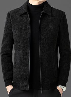 男士外秋冬季新款宽松翻领中老爸级套爸装上衣年高感B18806-P休闲