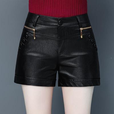 品牌皮短裤女冬11978皮季秋新款绵羊高腰显瘦时尚百修身搭外穿皮