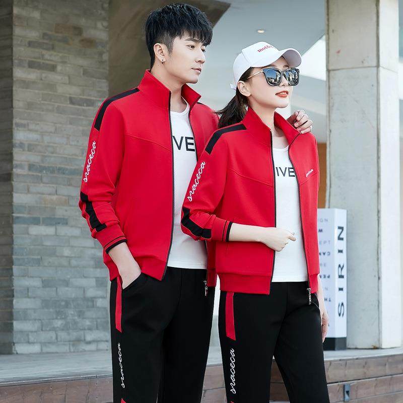 春秋休闲运动套装女秋装6604149新款宽男动情侣装卫衣松三件套运