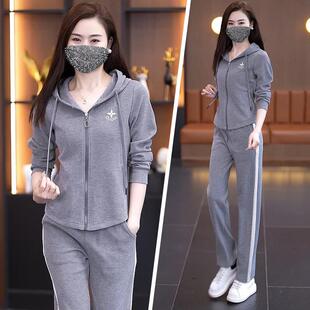 带帽7616217休闲套装女春秋件时尚款新时髦洋筒气半拉链卫衣直裤