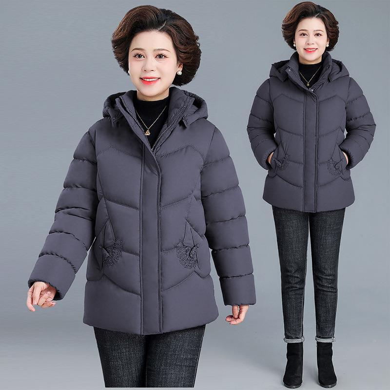 棉绒新服女年款冬季宽松加棉加厚棉袄中老年衣妈妈装保暖30-3614