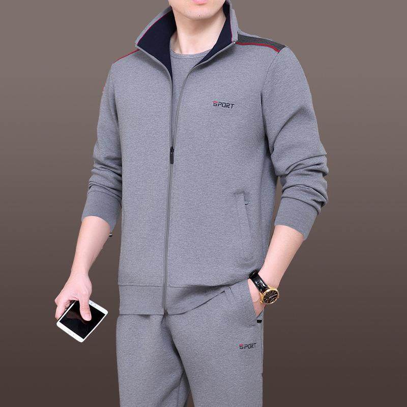 中7178869年男士运装动春秋装大码宽装松休闲运动套男中老年套装