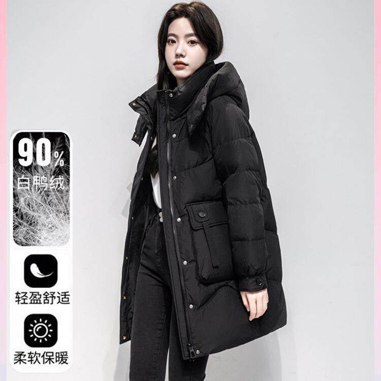 撤柜外厚贸正白品中长款羽52-8811绒服女冬新款绒连帽鸭加保暖外
