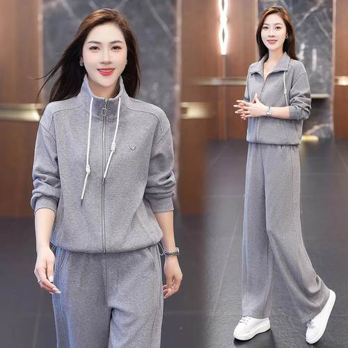 春秋款女运动套装动9686584长袖气领透休闲运服两新件套