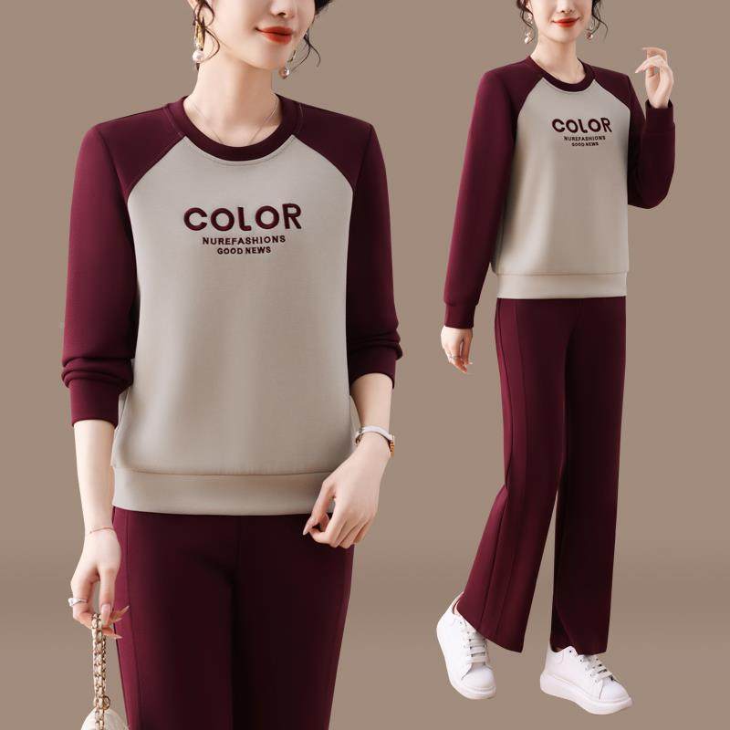 运动套装女款秋高级感时尚新减春龄卫瘦衣休闲气88507169质显大码